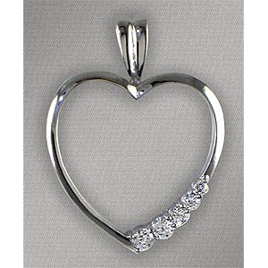 Necklace – 12 PCS Pendant -925 Sterling Silver w/ CZ - Heart - PT-PPT8804CL